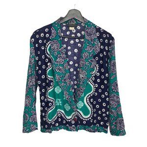 Vintage 90s Express Multi Print Collared Single Button Top Medium